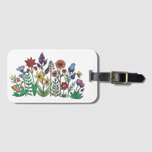 Bloemen en bloemen bagagelabel (Voorkant (horizontaal))