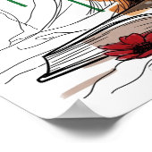 Bloemen en boek Stilleven Poster (Hoek)