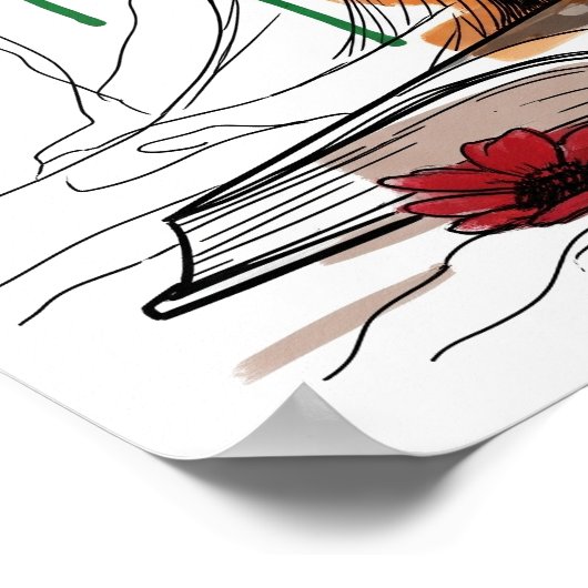 Bloemen en boek Stilleven Poster (Hoek)