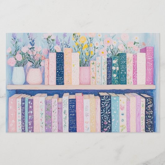  bloemen en boeken briefpapier (Voorkant)