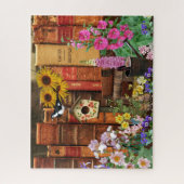 Bloemen en boeken legpuzzel (Verticaal)