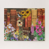 Bloemen en boeken legpuzzel (Horizontaal)