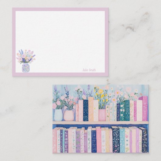  bloemen en boeken notitiekaarten notitiekaartje (Voorkant / Achterkant)
