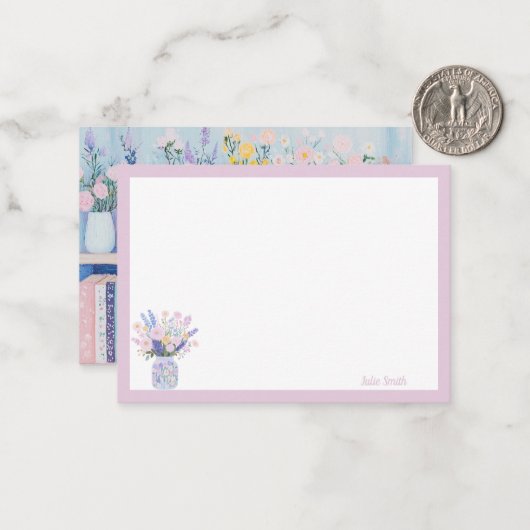  bloemen en boeken notitiekaarten notitiekaartje (Voorkant / Achterkant in situ)