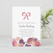 Bloemen en bogen Baby shower uitnodiging (Staand voorkant)