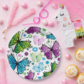 Bloemen en Borden voor botervliegen Papieren Bordje (Feest)