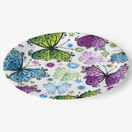 Bloemen en Borden voor botervliegen Papieren Bordje (Gekanteld)