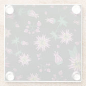 Bloemen en bosbessen glazen onderzetter (Achterkant)