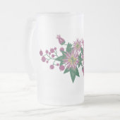 Bloemen en bosbessen matglas bierpul (Voorkant links)