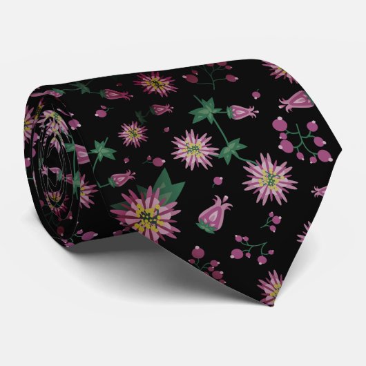 Bloemen en bosbessen stropdas (Opgerold)