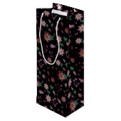 Bloemen en bosbessen wijn cadeautas (Achterkant Gekanteld)