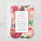 bloemen en botanische roze rozen bruiloft vi kaart (Voorkant)