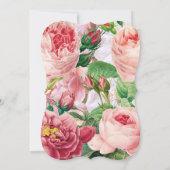 bloemen en botanische roze rozen bruiloft vi kaart (Achterkant)