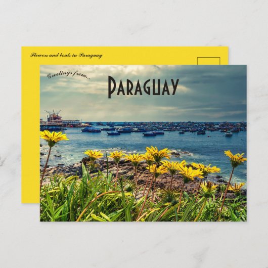 Bloemen en boten in Paraguay Briefkaart (Voorkant / Achterkant)