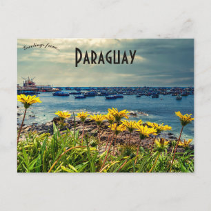 Bloemen en boten in Paraguay Briefkaart