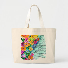 Bloemen en brieven grote tote bag
