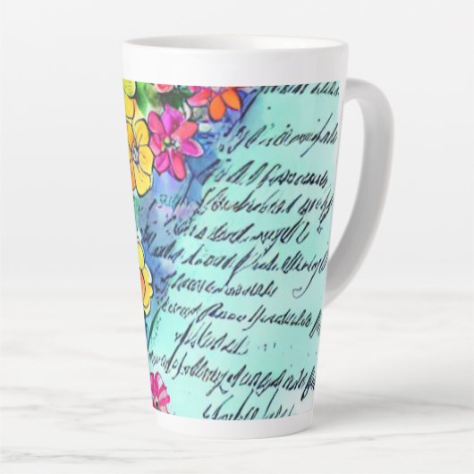 Bloemen en brieven latte mok (Rechterhoek)