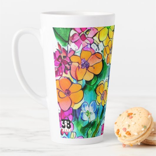 Bloemen en brieven latte mok (In situ)