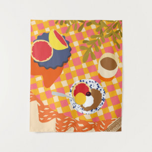 Bloemen en brunch wandkleed