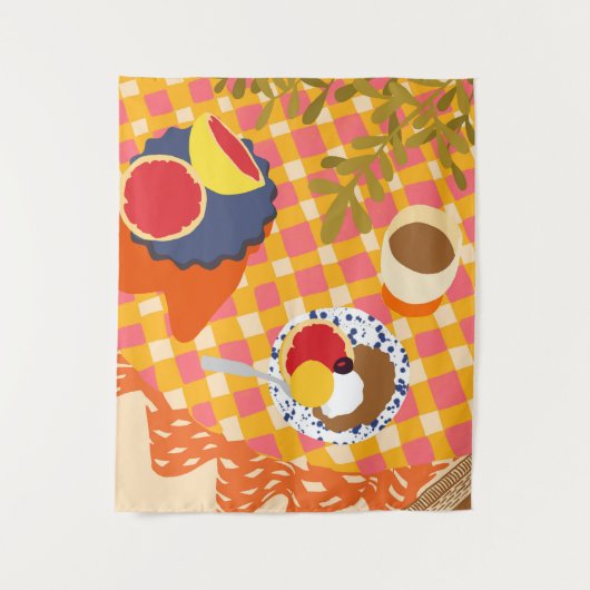 Bloemen en brunch wandkleed (Voorkant)