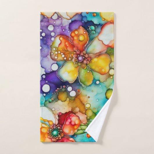 Bloemen en Bubbels Abstract Bad Handdoek (Handdoek)