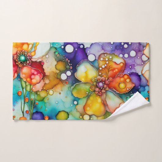 Bloemen en Bubbels Abstract Bad Handdoek (Handdoek)