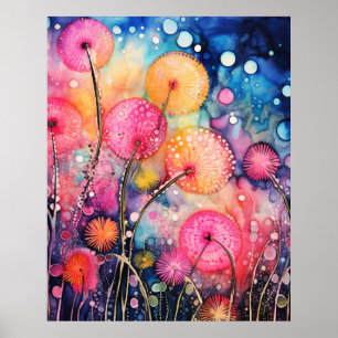 Bloemen en bubbels poster