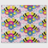 Bloemen en Bumble Bees Cadeaupapier (Vlak)