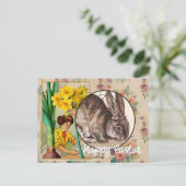 bloemen en Bunny Collage Pasen Briefkaart (Staand voorkant)