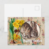 bloemen en Bunny Collage Pasen Briefkaart (Voorkant / Achterkant)