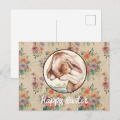bloemen en Bunny Easter Briefkaart (Voorkant / Achterkant)
