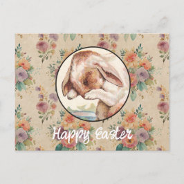  bloemen en Bunny Easter Briefkaart