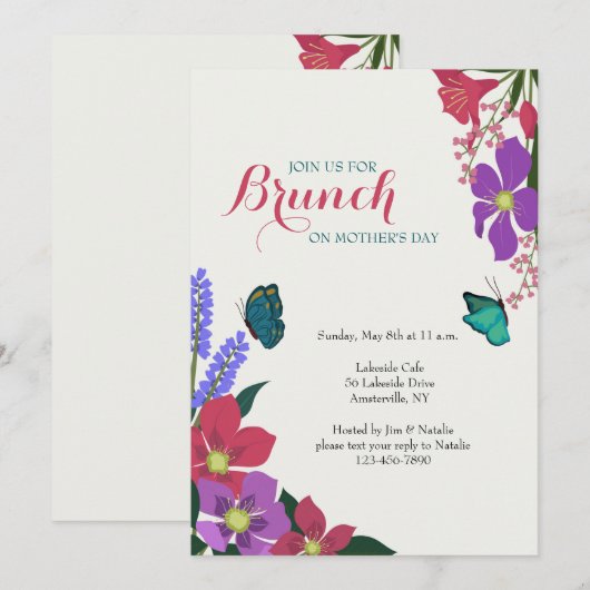 Bloemen en Butterflies Kaart (Voorkant / Achterkant)