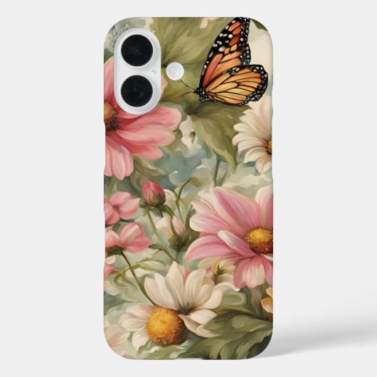 Bloemen en Butterfly Art Work iPhone / iPad hoesje (Achterkant)