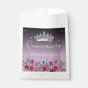 Bloemen en Butterfly Princess Quinceanera Bedankzakje