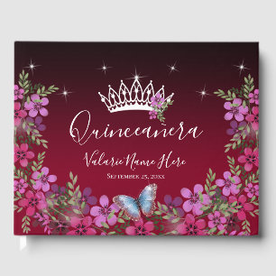 Bloemen en Butterfly Princess Quinceanera Gastenboek