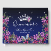 Bloemen en Butterfly Princess Quinceanera Guest Gastenboek (Voorkant)