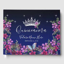 Bloemen en Butterfly Princess Quinceanera Guest Gastenboek