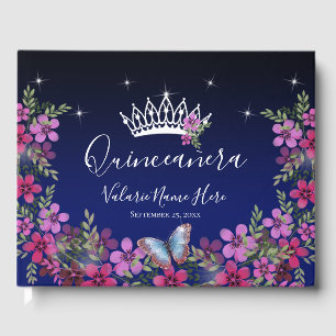 Bloemen en Butterfly Princess Quinceanera Guest Gastenboek