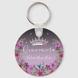 Bloemen en Butterfly Princess Quinceanera Keychai Sleutelhanger