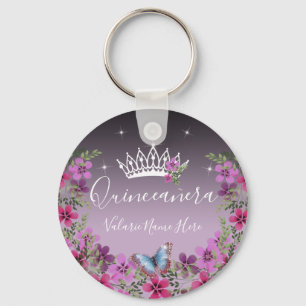 Bloemen en Butterfly Princess Quinceanera Keychai Sleutelhanger