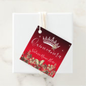 Bloemen en Butterfly Princess Quinceanera Red Bedankjes Labels (In situ)