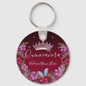Bloemen en Butterfly Princess Quinceanera Sleutelhanger (Voorkant)