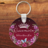 Bloemen en Butterfly Princess Quinceanera Sleutelhanger (Voorkant)