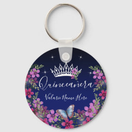 Bloemen en Butterfly Princess Quinceanera Sleutelhanger