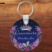 Bloemen en Butterfly Princess Quinceanera Sleutelhanger (Voorkant)