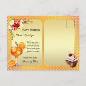 Bloemen en Cake Feestelijke Verjaardag Briefkaart (Achterkant)