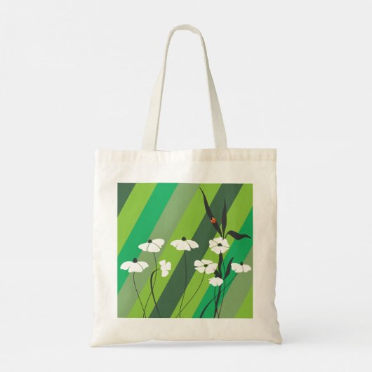 Bloemen en Canvas tas van Ladybug (Achterkant)