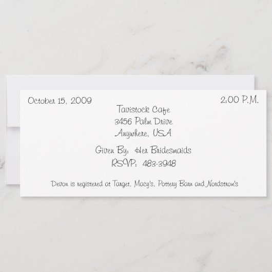 Bloemen en champagne Bridal Shower-uitnodigingen Kaart (Achterkant)