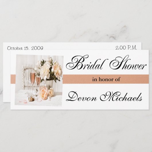 Bloemen en champagne Bridal Shower-uitnodigingen Kaart (Voorkant / Achterkant)